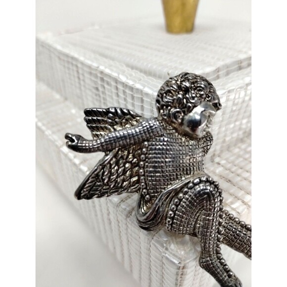 Vtg Pewter Angel Brooch Fairy Silver Tone Metal Texture Unbranded Substantial - Picture 6 of 7